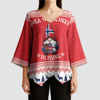 Norway Christmas Kimono Sleeve Blouse Lovely Nordic Gnome - Wonder Print Shop