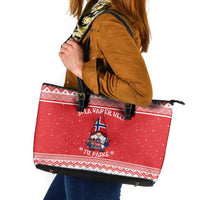 Norway Christmas Leather Tote Bag Lovely Nordic Gnome - Wonder Print Shop