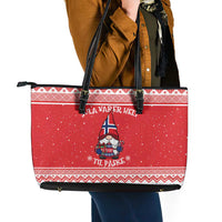 Norway Christmas Leather Tote Bag Lovely Nordic Gnome - Wonder Print Shop