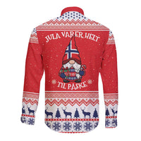 Norway Christmas Long Sleeve Button Shirt Lovely Nordic Gnome - Wonder Print Shop