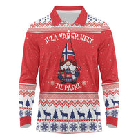 Norway Christmas Long Sleeve Polo Shirt Lovely Nordic Gnome - Wonder Print Shop