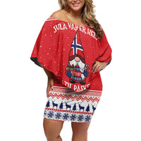 Norway Christmas Off Shoulder Short Dress Lovely Nordic Gnome - Wonder Print Shop