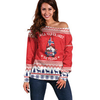 Norway Christmas Off Shoulder Sweater Lovely Nordic Gnome - Wonder Print Shop