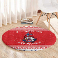 Norway Christmas Round Carpet Lovely Nordic Gnome - Wonder Print Shop