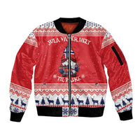 Norway Christmas Sleeve Zip Bomber Jacket Lovely Nordic Gnome - Wonder Print Shop