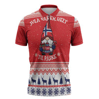 Norway Christmas Zipper Polo Shirt Lovely Nordic Gnome - Wonder Print Shop