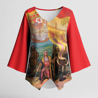 Spain National Day Kimono Sleeve Blouse Christopher Columbus Discovery 1492