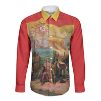 Spain National Day Long Sleeve Button Shirt Christopher Columbus Discovery 1492