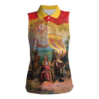 Spain National Day Women Sleeveless Polo Shirt Christopher Columbus Discovery 1492