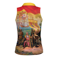 Spain National Day Women Sleeveless Polo Shirt Christopher Columbus Discovery 1492