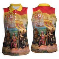 Spain National Day Women Sleeveless Polo Shirt Christopher Columbus Discovery 1492