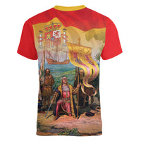 Spain National Day Women V-Neck T-Shirt Christopher Columbus Discovery 1492