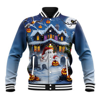 Halloween Christmas Baseball Jacket Funny Ghost Santa Christmas