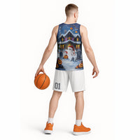 Halloween Christmas Basketball Jersey Funny Ghost Santa Christmas