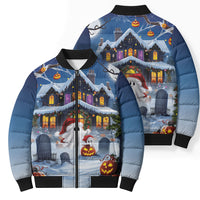 Halloween Christmas Bomber Puffer Jacket Funny Ghost Santa Christmas