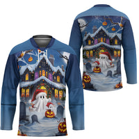 Halloween Christmas Hockey Jersey Funny Ghost Santa Christmas