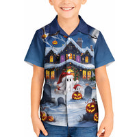 Halloween Christmas Kid Hawaiian Shirt Funny Ghost Santa Christmas
