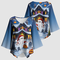 Halloween Christmas Kimono Sleeve Blouse Funny Ghost Santa Christmas
