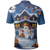 Halloween Christmas Polo Shirt Funny Ghost Santa Christmas