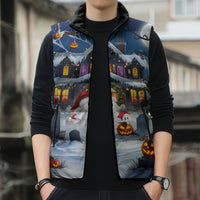Halloween Christmas Sleeveless Puffer Jacket Funny Ghost Santa Christmas