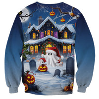 Halloween Christmas Sweatshirt Funny Ghost Santa Christmas