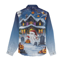Halloween Christmas Women Casual Shirt Funny Ghost Santa Christmas