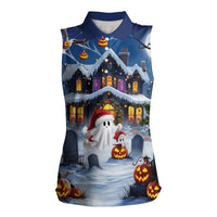 Halloween Christmas Women Sleeveless Polo Shirt Funny Ghost Santa Christmas