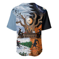 Halloween transitions into Christmas Baseball Jersey Witches And Black Cat