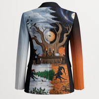 Halloween transitions into Christmas Blazer Witches And Black Cat