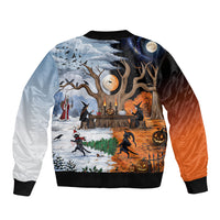 Halloween transitions into Christmas Bomber Jacket Witches And Black Cat
