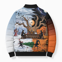 Halloween transitions into Christmas Bomber Puffer Jacket Witches And Black Cat
