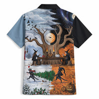 Halloween transitions into Christmas Hawaiian Shirt Witches And Black Cat