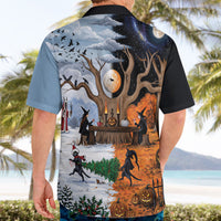 Halloween transitions into Christmas Hawaiian Shirt Witches And Black Cat