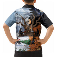 Halloween transitions into Christmas Kid Hawaiian Shirt Witches And Black Cat