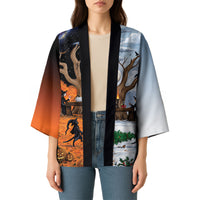 Halloween transitions into Christmas Kimono Witches And Black Cat