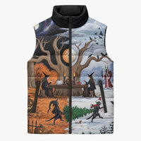 Halloween transitions into Christmas Sleeveless Puffer Jacket Witches And Black Cat
