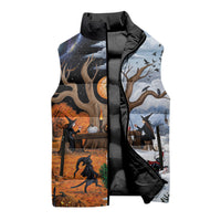 Halloween transitions into Christmas Sleeveless Puffer Jacket Witches And Black Cat