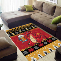 Carmarthenshire Wales Christmas Area Rug Funny Welsh Red Dragon Beer Xmas - Wonder Print Shop