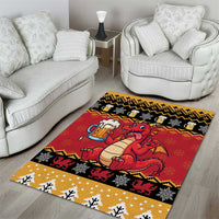 Carmarthenshire Wales Christmas Area Rug Funny Welsh Red Dragon Beer Xmas - Wonder Print Shop