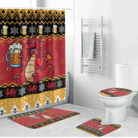 Carmarthenshire Wales Christmas Bathroom Set Funny Welsh Red Dragon Beer Xmas - Wonder Print Shop