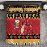 Carmarthenshire Wales Christmas Bedding Set Funny Welsh Red Dragon Beer Xmas - Wonder Print Shop