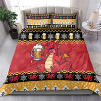 Carmarthenshire Wales Christmas Bedding Set Funny Welsh Red Dragon Beer Xmas - Wonder Print Shop