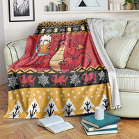 Carmarthenshire Wales Christmas Blanket Funny Welsh Red Dragon Beer Xmas - Wonder Print Shop