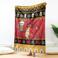 Carmarthenshire Wales Christmas Blanket Funny Welsh Red Dragon Beer Xmas - Wonder Print Shop
