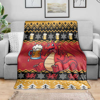 Carmarthenshire Wales Christmas Blanket Funny Welsh Red Dragon Beer Xmas - Wonder Print Shop