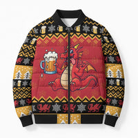 Carmarthenshire Wales Christmas Bomber Puffer Jacket Funny Welsh Red Dragon Beer Xmas - Wonder Print Shop