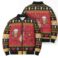 Carmarthenshire Wales Christmas Bomber Puffer Jacket Funny Welsh Red Dragon Beer Xmas - Wonder Print Shop