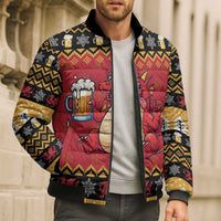 Carmarthenshire Wales Christmas Bomber Puffer Jacket Funny Welsh Red Dragon Beer Xmas - Wonder Print Shop