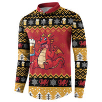 Carmarthenshire Wales Christmas Button Sweatshirt Funny Welsh Red Dragon Beer Xmas - Wonder Print Shop