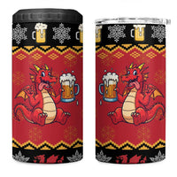 Carmarthenshire Wales Christmas 4 in 1 Can Cooler Tumbler Funny Welsh Red Dragon Beer Xmas - Wonder Print Shop